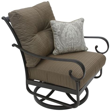 TORTUGA ALUMINUM OUTDOOR PATIO CLUB SWIVEL ROCKER CHAIR WITH CUSHION - ANTIQUE BRONZE