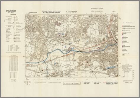 Street Map of Manchester, England with Military-Geographic Features. BB ...