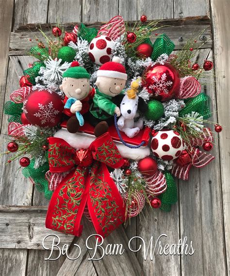 Snoopy Christmas Wreath, Charlie Brown Christmas Wreath, Christmas ...