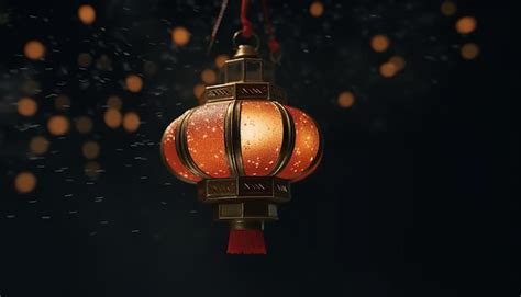 Premium AI Image | chinese lantern glowing in the night symbol of traditional festival