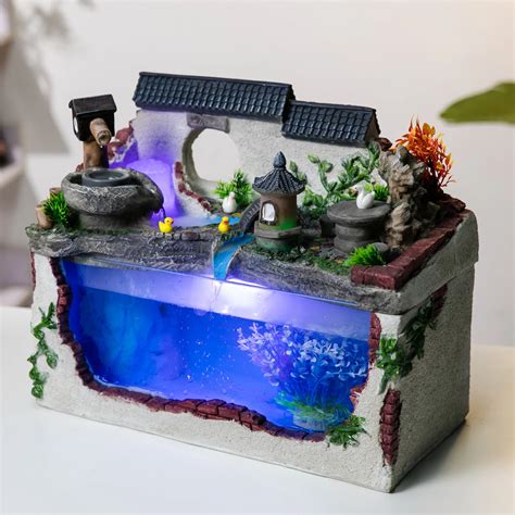 Tropical Fish Aquarium Tank bowls Nano Tank Water Mill Fountain With ...