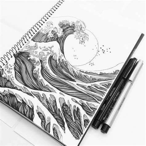 Classic waves #illustration #sketching #artsketches | Pen art, Sketch book, Art sketchbook