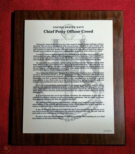 US NAVY CPO Creed Plaque - Marble on Wood - Handcrafted Studio Art | #1872583564