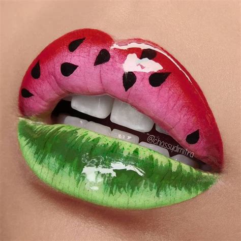 Watermelon Lips Makeup | Lip art makeup, Lip art, Lipstick art