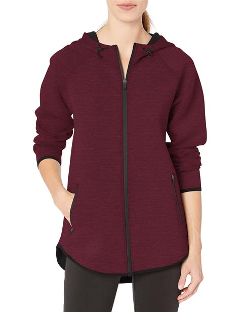 Amazon Essentials + Longer Length Tech-Sport Knit Full-Zip Hooded Jacket