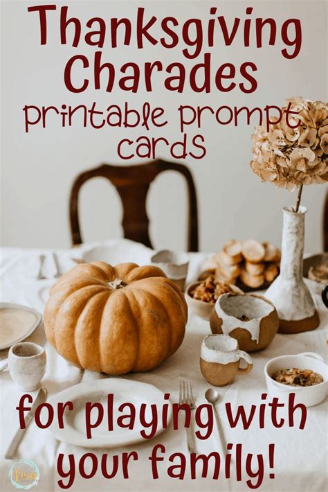 Thanksgiving Charades Printable Game for Families | Thanksgiving family games, Charades ...