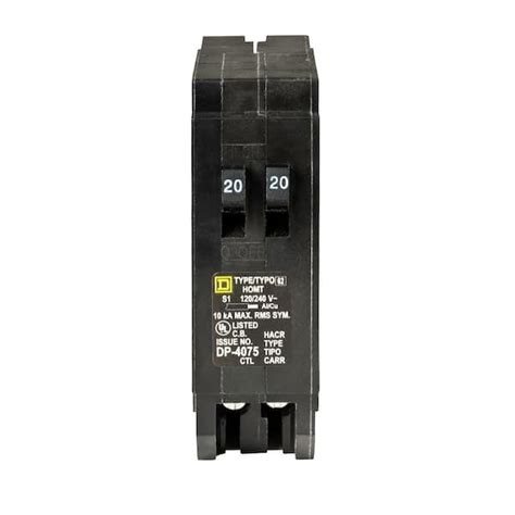 Square D Homeline 2-20 Amp Single-Pole Tandem Circuit Breaker HOMT2020CP - The Home Depot