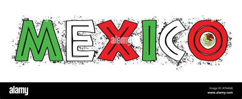 A graffiti style splatter painted text Mexico with flag emblem Stock ...