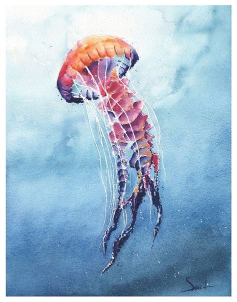 Jellyfish Print Watercolor Painting Wall Art by Eric Sweet - Etsy