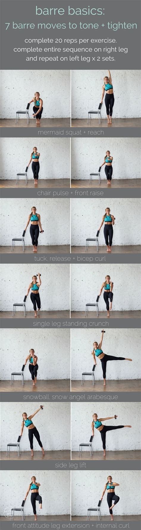 Barre Basics: 7 Barre Moves to Tone and Tighten | Nourish Move Love | Barre workout, Tone ...