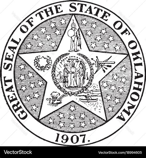 Great seal of the state oklahoma 1907 Royalty Free Vector