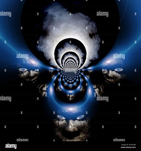 Scary human face. Mirrored round fractal. 3D rendering Stock Photo - Alamy