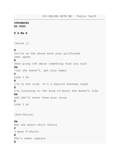 You Belong With Me Chords | PDF | Song Structure | Songs