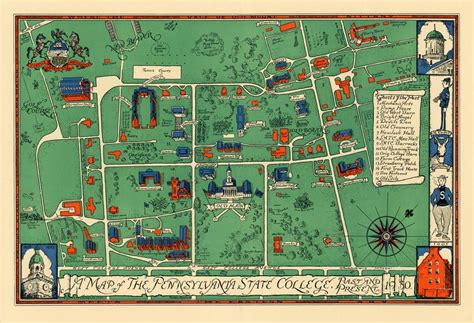 Vintage campus map | Campus map, Penn state, Map
