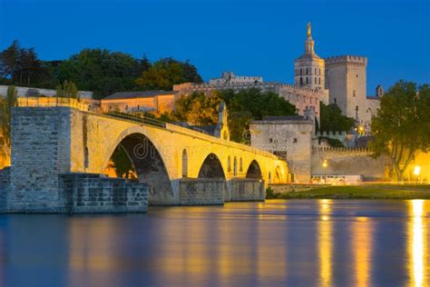 Avignon in a summer night stock photo. Image of skyline - 61896836