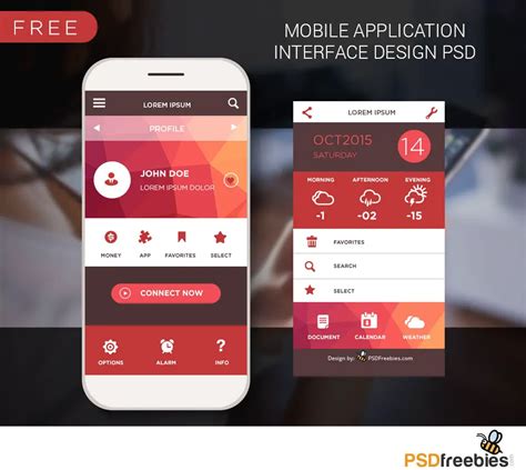 Mobile application interface design PSD - PSDFreebies.com - PSDFreebies.com