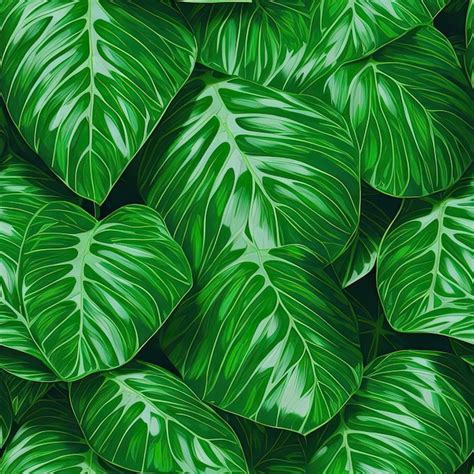 Premium AI Image | seamless pattern of realistic Chinese Evergreen leaves