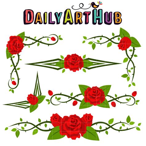 Red Rose Corners & Borders Clip Art Set – Daily Art Hub – Free Clip Art Everyday