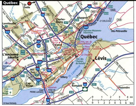 Quebec city road map for truck drivers area town toll free highways map - USA