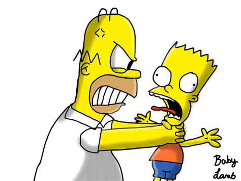 Homer strangling Bart by BabyLambCartoons on DeviantArt