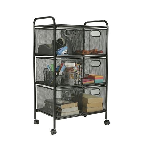 Mind Reader 6 Drawer Rolling Mesh Office Cart, Utility Cart, Black ...