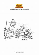 Coloring Page Pinocchio With The Cat And Fox  Supercoloredcom sketch template