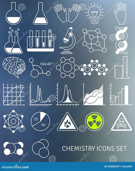 Flat Line Icons Set of Chemistry Symbols and Stock Vector ...