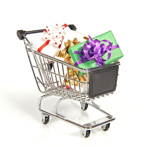 Shopping Cart Filled With Christmas Gifts Royalty Free Stock Image - Image: 33728536