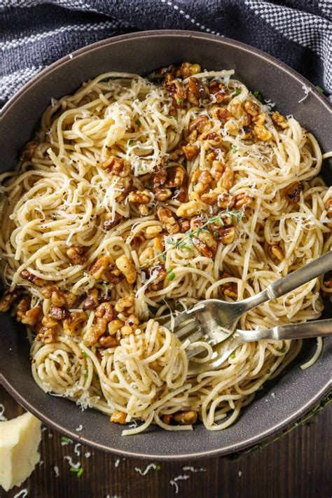 Walnut, Brown Butter, Pecorino Romano Pasta - Must Love Garlic