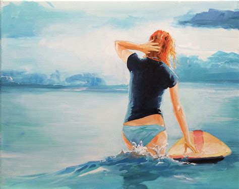 Surfer Girl Painting by Steve Rowlands - Pixels