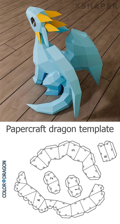 Papercraft dragon PDF template | 3d paper crafts, Diy paper, Paper crafts