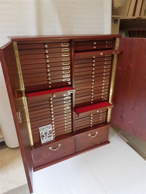 Coin Cabinet in Real Wood Color Mahogany 502 Drawers Made by | Etsy