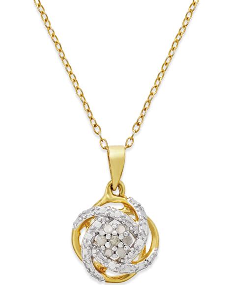 Macy's Diamond Love Knot Pendant Necklace (1/10 Ct. T.w.) In 18k Gold ...