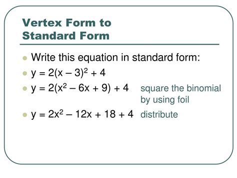 How To Go From Standard Form To Vertex Form By Completing The Square