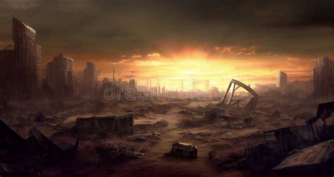 The Devastation of Earth: a Post-Apocalyptic Wasteland. Generative AI. Stock Photo - Image of ...