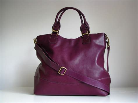 Leather Handbag, large leather tote, messenger bag Purple. $145.00, via ...