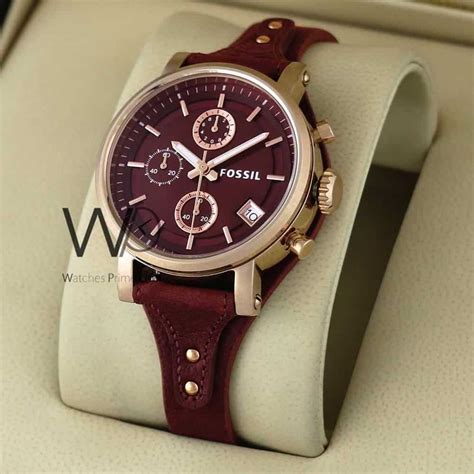 Fossil Chronograph Watch Brown Leather Strap | Watches Prime