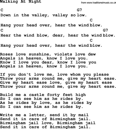 Top 1000 Folk and Old Time Songs Collection: Down In The Valley - Lyrics with Chords and PDF