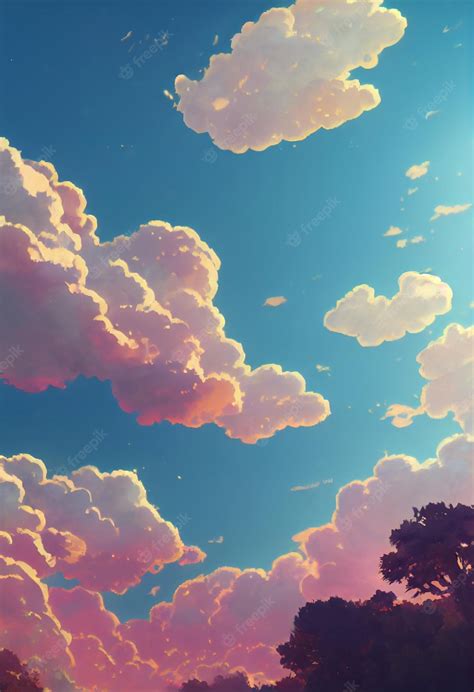 Premium AI Image | Dramatic clouds in a beautiful rural nature garden an illustration in an ...