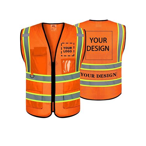 Orange Safety Vest Custom Logo Mesh High Visibility Vest Security Work – Safety Custom