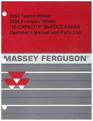 Massey Ferguson 700004295A Operator Manual – 3983 / 3986 Bi-Fold Rake (Hi Capacity) – DIY Repair ...