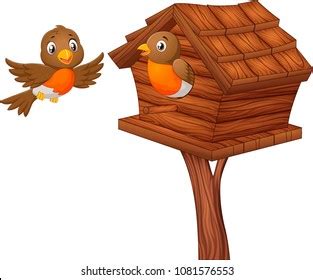 Robin Bird Nesting Box Stock Vector (Royalty Free) 1081576553 ...