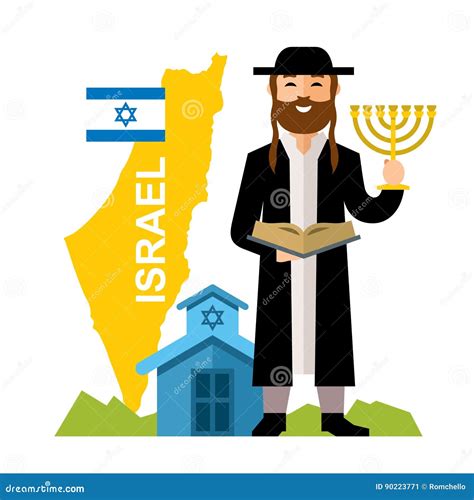 Vector Israel Country Concept. Flat Style Colorful Cartoon Illustration ...