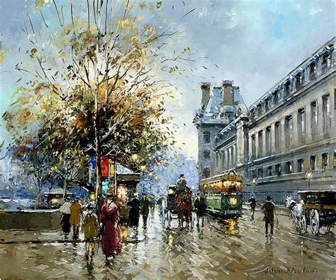 Quai du Louvre Painting | Antoine Blanchard Oil Paintings