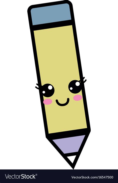 Kawaii cute happy pencil tool Royalty Free Vector Image