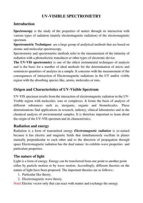 (PDF) UV-VISIBLE SPECTROMETRY