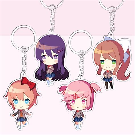 DDLC Keychain Full Set: Sayori, Natsuki, Yuri & Monika | Anime, Good ...