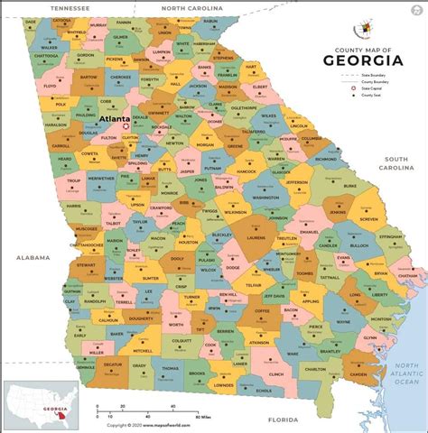 Amazon.com : Georgia County Map (60" W x 60" H) : Office Products