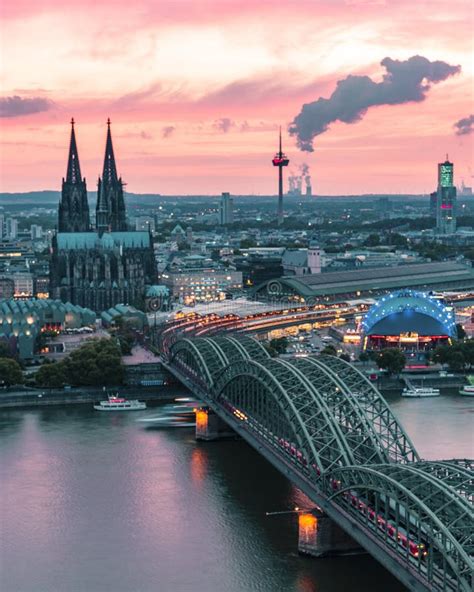 Koln Germany City Skyline, Cologne Skyline during Sunset ,Cologne Bridge with Cathedral Germany ...