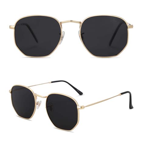 SOJOS Small Square Polarized Sunglasses for Men and Women, Gold, Size ...